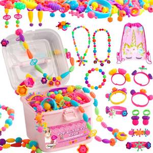 lot 20419 image: Orian Jewelry Making Kit for Girls, 550 Pop Beads, Bracelet & Necklace (Cracked Lid)