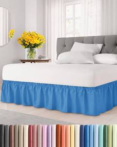 lot 20426 image: Wrap Around Dust Ruffle Bed Skirt, Queen Size - 12 Inch Drop, Royal Blue