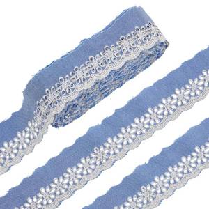 lot 20431 image: AHANDMAKER 13.12 Yards Denim Blue Eyelet Lace Trim, 2-78 Inch Wide Floral Embroidery Scalloped Lace Ribbon Polyester Wavy Edge Trims for Sewing Clothes Dresses DIY Crafts Home Decoration