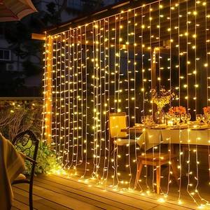 lot 20432 image: Dazzle Bright 300 LED Curtain Lights, Plug in Fairy Curtain Lights for Bedroom, Christmas Hanging String Lights Outdoor for Window Backdrop Wall Wedding Patio Indoor Dorm Party Decor, Warm White