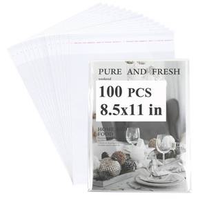 lot 20435 image: Miraclekoo 100 Pcs Resealable Magazine Bags Clear Plastic Sleeves for 8.5x11 Inch Paper,Comic Book,Art Prints (Bag Size8.75x11.06 inch)