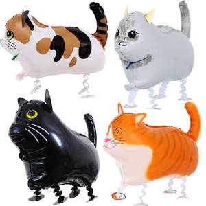 lot 20436 image: 4 Pack Walking Cat Animal Balloons for Kids Birthday Party Pet Theme Decorations