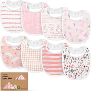 lot 20437 image: KeaBabies 8-Pack Organic Baby Bibs for Drooling and Teething (Sweet Charm)