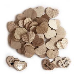 lot 20439 image: Y&K Homish Wooden Hearts Guest Book Blank Wood Sign Party DIY Pack of 50 PCS (Brown)