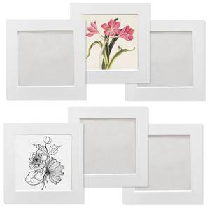 lot 20444 image: YIYINOE 6-Pack 15x15cm Cardboard Photo Frames, Off-White with Acrylic Adhesive for Smooth Walls �� Easy Peel & Stick Design, Includes Dust-Proof Film