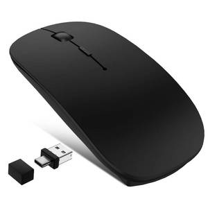 lot 20447 image: FYBC Wireless Mouse for MacBook Air Pro Mac iPad, Bluetooth Rechargeable Laptop Mice with Jiggler Mode, Silent 3 Mode Bluetooth 5.23.0 & 2.4G USB-A & USB-C Receiver Portable Mouse, Matte Black
