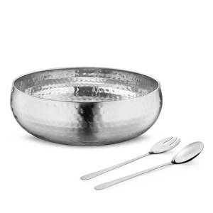 lot 13263 image: Avador� Set of 3 Premium Stainless Steel Salad Mixing Bowl Hammered Finish  Handmade  Includes Salad Serving Utensils (Stainless Steel) - Actual product images may differ from stock photos