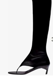 lot 11590 image: sexytag Womens Thong Sandals Open Toe Knee High Boots Side Zipper Stretch Kitten Low Heel Tall Sandal Boots Black Size 11