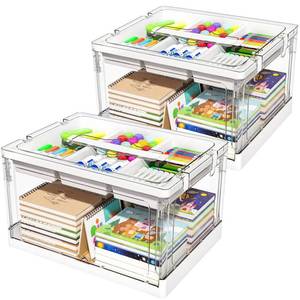 lot 1159 image: A  24QT 2Packs Clear Craft Organizers and Storage with Trays