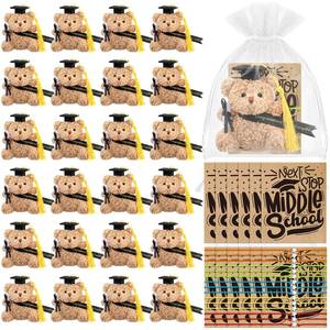 lot 1168 image: 25 Sets100 Pcs Elementary School 5th Grade Graduation Gifts Set 25 Mini Graduation Stuffed Bears in Cap with 25 Bracelets Next Stop Middle School Cards Bags for Class  Party