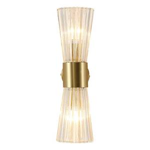 lot 1169 image: EFINEHOME Mid-Century Modern Wall Lights with Crystal Glass Shade, 2-Light Glass Bathroom Vanitys Lights Gold Wall Sconces, Indoor Up Down Wall Mounted Lamps for Living Bedroom Hallway Hardwired
