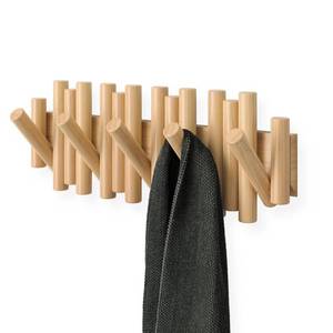 lot 1171 image: Umbra Picket Coat Rack, Wall Mount 5 Flip-Down Coat Hooks, Natural