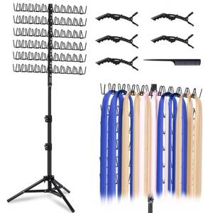 lot 1188 image: MIVERYEA Braiding Hair Rack Standing with 120 Pegs, Height Adjustable 2-Side Hair Divider Metal Hair Braiding Separator Stand, Black