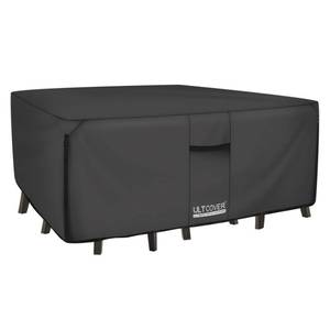 lot 1198 image: ULTCOVER 600D Tough Canvas Heavy Duty Rectangular Patio Table and Chair Cover - Waterproof Outdoor General Purpose Furniture Covers 111 x 74 inch, Black