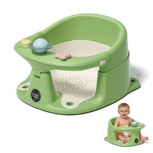 lot 1213 image: Baby Bath Seat for Babies 6 Months & up with Thermometer, Non-Slip Toddler Bath Seats for Sitting Up, Safe Infant & Newborn Bathtub Chair with 4 Suction Cups, Soft Cushion & Temperature Display, Green