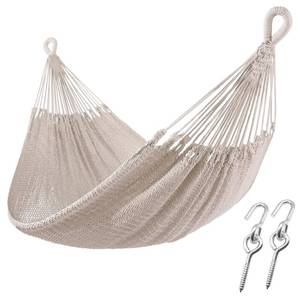 lot 1215 image: ZEAN Handwoven Hammock by Thick Cotton Rope XL Two Person Hammock for Outside, Patio Backyard Garden 550LB Capacity