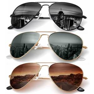 lot 2323 image: KALIYADI Classic Aviator Sunglasses for Men Women Driving Sun glasses Polarized Lens UV Blocking (3 Pack) 58mm