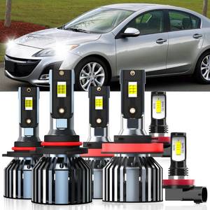 lot 2327 image: XG Glitter Lights Fit For Mazda 3 2010-2018, Mazda 5 2012-2017, Mazda 6 2014-2017, 9005 High Beam H11 Low Beam H11 Fog Light Bulbs, High Power 6500K White Light, Pack of 6