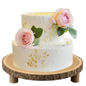 lot 2328 image: SogYupk Rustic Wood Cake Stand - 11-13 Inch Wooden Slice with Legs for Elegant Wedding, Birthday, & Woodland-Themed Parties��1Pcs��