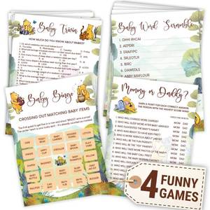lot 2338 image: Winnie Baby Shower Games Boy - Pooh Baby Shower Bingo Cards For 25 Guests