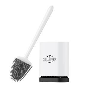 lot 2340 image: Sellemer Silicone Toilet Brush, Ventilation Slots Holder 1 Pack Pearl White