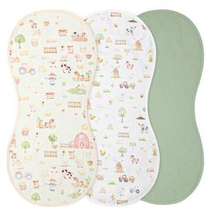 lot 2346 image: Hahafelt 3 Pcs Changing Pad Liners Fits in Peanut Shape Changing Pad Waterproof Diaper Mats Organic Cotton Peanut Mats are Warm on Babys Back, Washable Reusable (Farm,Colorful)