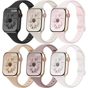 lot 2354 image: Slimband 6 Pack Thin Silicone Compatible with Apple Watch Bands Women Men