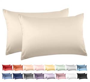 lot 2361 image: 100% Cotton King Pillowcases Set of 2, Deep Dream 600 Thread Count Pillow Cases, 20x36 Inches, Super Soft and Breathable Envelope Closure (Cream)