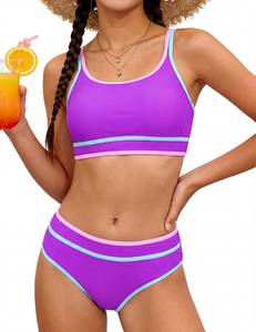 lot 2362 image: beizhou Teen Girls Swimsuit Two Piece Bikini Sets Bathing Suit Purple 13-14