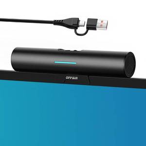 lot 2377 image: Computer Speakers for Desktop PC Monitor, USB or Type C Plug-in Soundbar, Clip-On Speaker, Wired Laptop Gaming Speakers with Volume Wheel & One-Touch Mute, Compatible with Mac Windows iPhone iPad