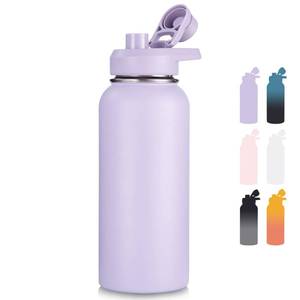lot 2380 image: Fijinhom Insulated Water Bottle with Handle, 304 Stainless Steel Water Bottles with Wide Mouth, Double Wall Vacuum Sports Water Bottle, BPA Free, Keep Cold and Hot, 32 Ounces Purple
