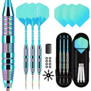 lot 2384 image: Himmbods Darts Metal Tip Set 3 Aluminum Shaft Metal Dart Set Professional Darts Steel Tip Sets  Extra 3 Dart Flights 3 Replace Plastic Shafts Beginner or Professional Darts 22g