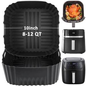 lot 2392 image: BYKITCHEN Large Air Fryer Silicone Liners Compatible with CHEFMAN 8QT 10 QT 12 QT & Other 8-12 Quart XL Airfryer, 2PCS 10 Inch Reusable Silicone Airfryer Oven Tray Insert, Air Fryer Accessories