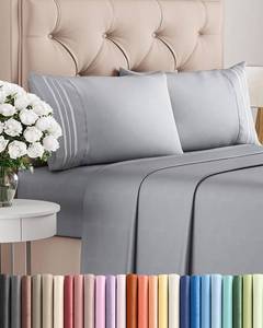 lot 2393 image: Full Size 4 Piece Sheet Set - Breathable & Cooling Sheets - Steel Blue