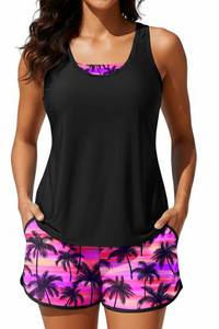 lot 2395 image: Talisea 3 Piece Tankini with Shorts - Tummy Control Swimsuit Bathing Suits XL
