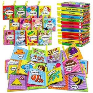 lot 2396 image: OKOOKO 12PCS Soft Baby Books, Soft Cloth Books, Bath Toys, Crinkle Washable Non-Toxic Early Education Preschool Learning Toy for Newborns Babies Infants Toddlers Kids