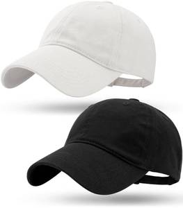lot 2400 image: spxkd Baseball Cap for Men Women Washed Cotton Unstructured Baseball Hats Breathable Unisex Golf Dad Hat (US, Alpha, Medium, Large, 2Pcs Black and White)