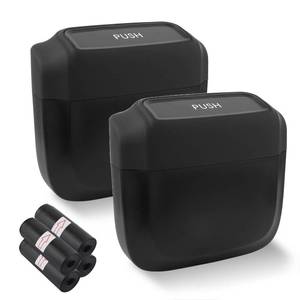 lot 2428 image: IHOTDER 2PCS Car Trash Can with Lid  60PCS Garbage Bags,Mini Trash Can Interior Accessories for DoorSeatCenter ConsoleHomeOffice,Multifunctional Car Organizers and Storage (Black)