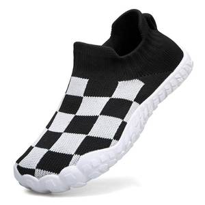 lot 2433 image: CLEANCOOL Little Kids Checked Sneakers Girls Boys Lightweight Breathable Mesh First Walkers Shoes Toddlers Boy Zero Drop Sock Shoes Black White