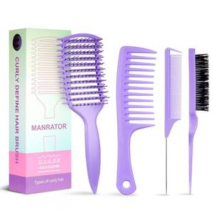 lot 2436 image: Curl Defining Brush, Vented Curly Hair Brush for Effortlessly Detangling Shaping and Defining Womens Mens Curls on All Wet or Dry Hair Types, Reduces Frizz (Purple)