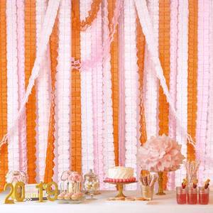 lot 2441 image: MerryNine Pink White Orange Four-Leaf Clover Paper Streamers Garland Banner