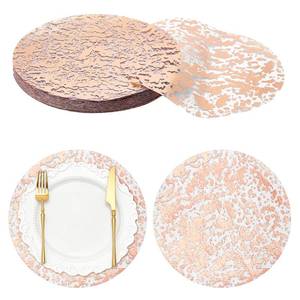 lot 2463 image: 120PCS Disposable Gold Placemats Set,13 Inch Rose Gold Foil Table Mat Bulk