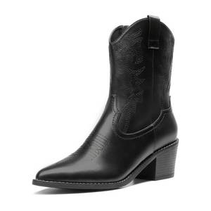 lot 3155 image: DREAM PAIRS Womens Cowboy Boots, Pointed Toe Chunky Heel Cowgirl Boots, Zipper Pull-On Stitched Western Boots Ankle Boots for Ladies,Size 9,(RED) SDAB2219W