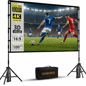lot 3156 image: TOWOND Projector Screen with Stand, 100 inch Outdoor Projector Screen Portable Indoor Projection Screen 169 4K Rear Front Movie Screen with Carry Bag for Home Backyard Theater 100 inch