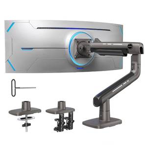 lot 3157 image: HUANUO TitanLift Heavy Duty Monitor Arm for Screens up to 49, Holds 44 lbs, Aluminum Ultrawide Screen Monitor Mount, Fully Adjustable Single Gaming Desk Mount with Dual C-Clamp, Max VESA 100x100mm