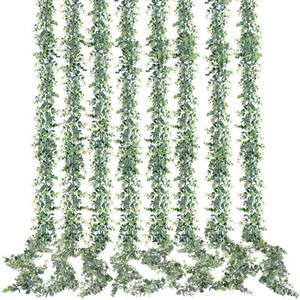 lot 3162 image: Sggvecsy Artificial Eucalyptus Garland 8 Pack Fake Eucalyptus Greenery Garland Faux Hanging Plants Artificial Vines, 5.6 FeetStrand for Wedding Backdrop Arch Wall Table Party Outdoor Festival Decor