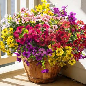 lot 3169 image: Grunyia 20 Bundles Artificial Flowers for Outdoors, UV Resistant Fake Plants Flowers Greenery Shrubs Plants for Decoration Outside Plants Hanging Planter Home Garden Decor (Mix��6 Color��)
