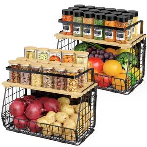 lot 3177 image: GGIU 2 Pack Magnetic Shelf for Fridge, Fruit Potato Onion Storage Bins