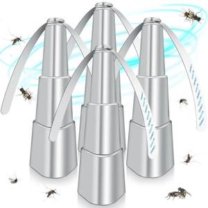 lot 4138 image: Fly Fans for Tables, Fly Repellent Fan Indoor Outdoor with Holographic Blades Keep Flies Away, Bug Repellent Outdoor for Picnic, Party, Restaurant, Kitchen, and BBQ, 4 Pack, Silver