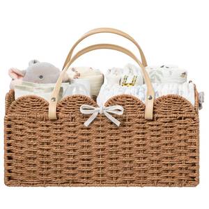 lot 4146 image: HBlife Baby Diaper Caddy, Paper Rope Storage Baskets Nursery Bin with Removable Divider, Portable Car Organizer for Diapers, Baby Shower Gifts, Newborn Essentials Must Haves